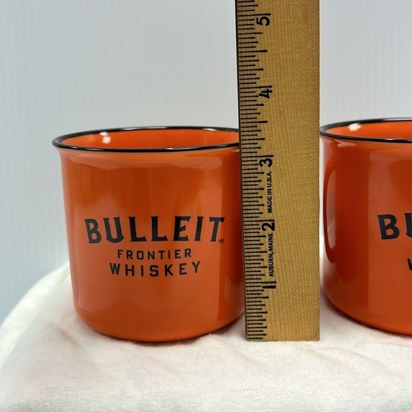 (2) Bulleit Frontier Whiskey Mugs EUC Orange & Black - Picture 5 of 6